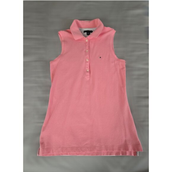 Tommy Hilfiger Pink Slim Fit Sleeveless Cotton Polo Size SP - Preloved - Picture 1 of 5